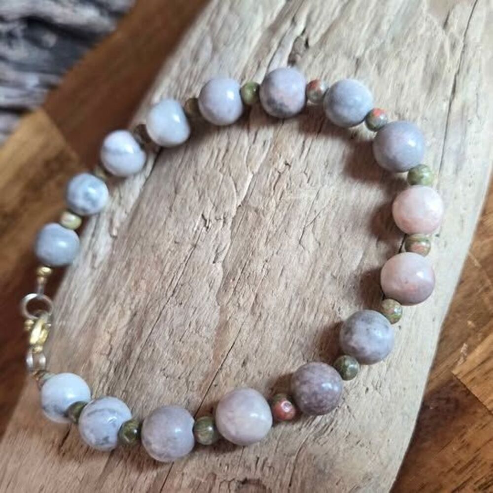 Handmade Natural Stone Beaded Bracelet 8" | New Gemstone Bracelet